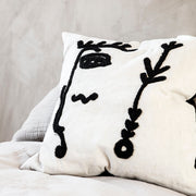 Pillowcase Ingo in linen, Black and off-white 50cm x 50cm