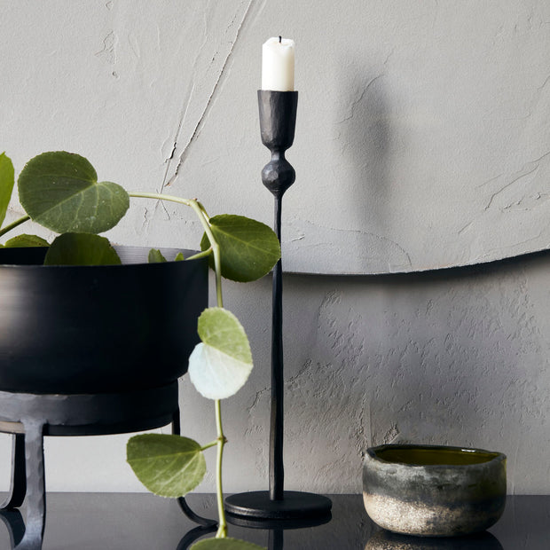 Candle stand, Trivo, handmade in Iron, Black 29cm h