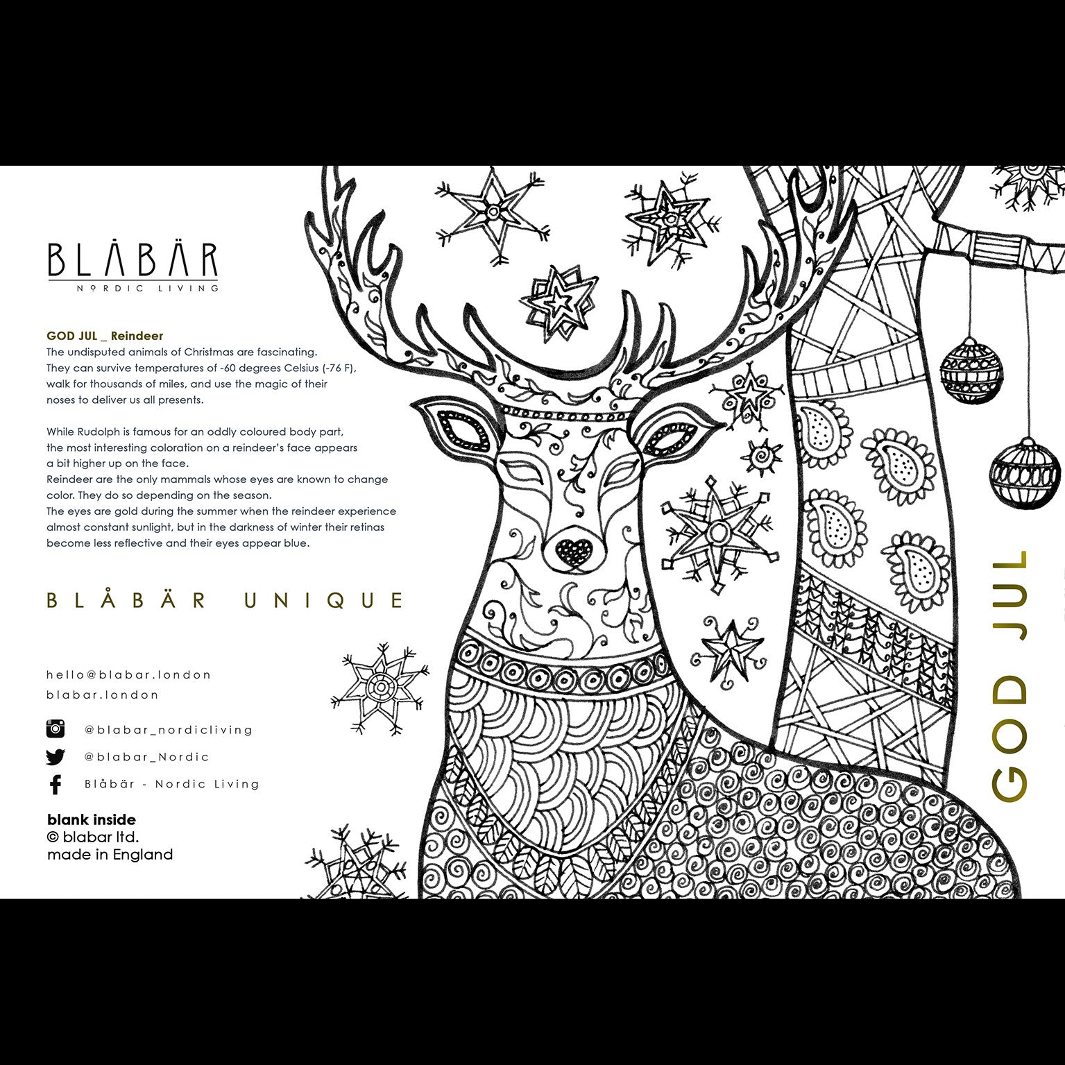 Blåbär Unique Christmas Card, God Jul - Blabar Nordic Living