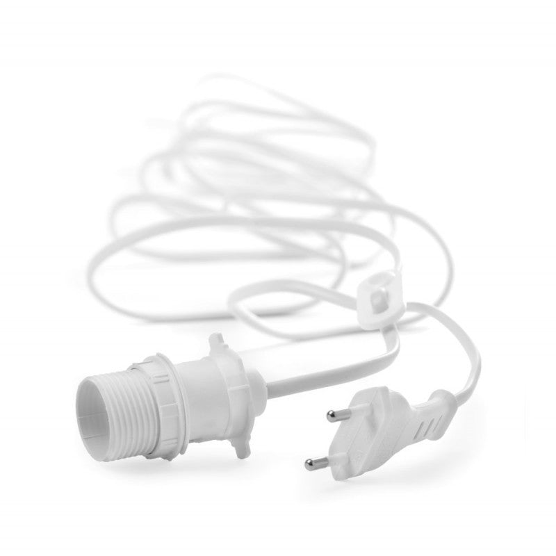 The Watt & Veke Star Cable for Christmas, 4m, white, features a lamp holder and two-prong plug—ideal for lighting up Christmas stars or festive décor.