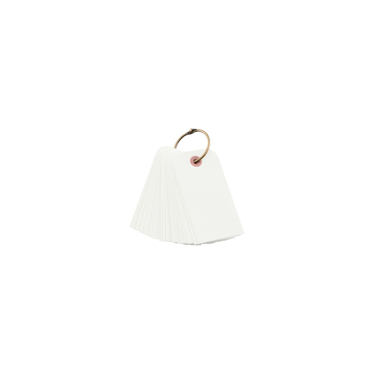The Monograph Gift Tags, White, Set of 25 are small blank tags held by a gold ring through the corner hole—perfect for creative gift wrapping.
