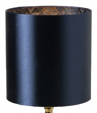 The Ronald Lampshade in Blue 19cm by Watt & Veke is a cylindrical dark blue shade with a gold and diamond-patterned interior, displayed against a plain white background.