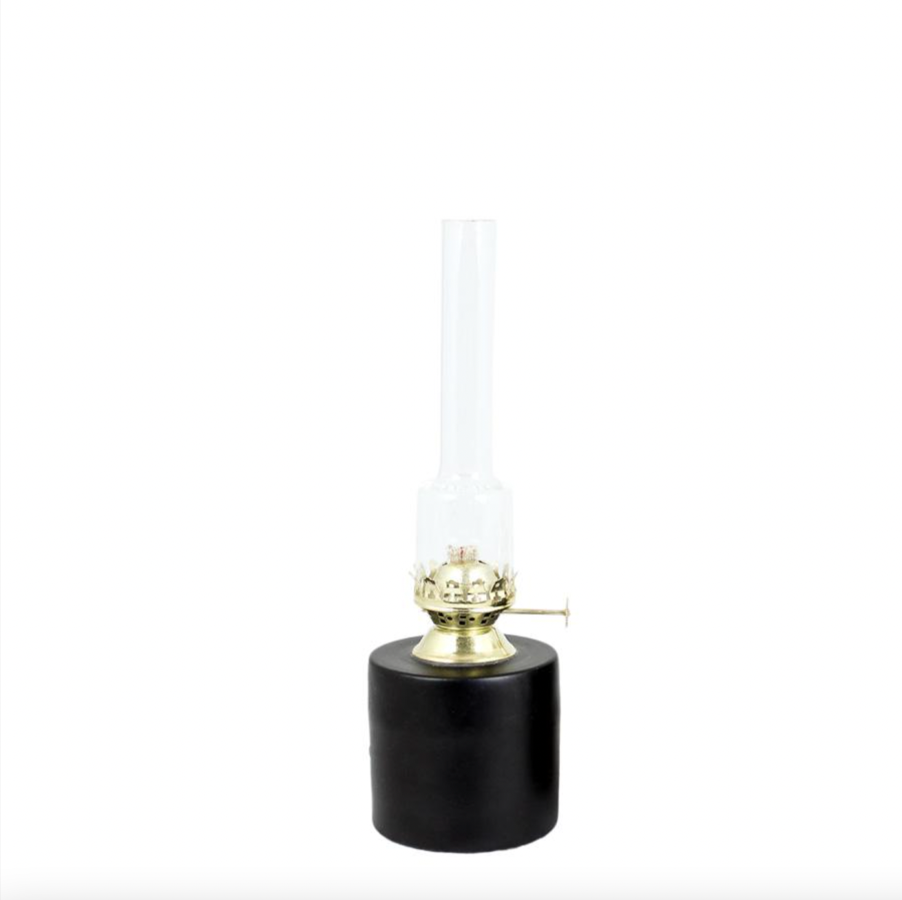 Oil Lamp in Black w. Brass Small 25cm