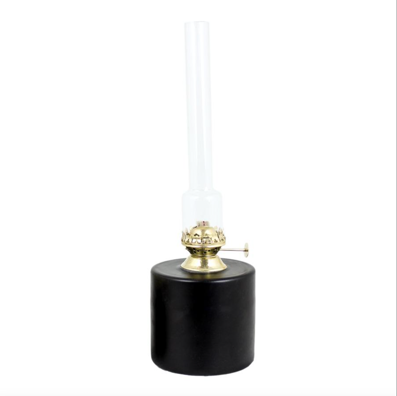 Oil Lamp in Black w. Brass Large 30cm