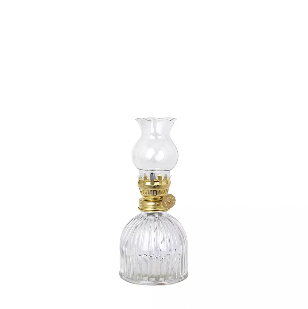 Kerosene Lamp Sabina Clear in Brass 18cm