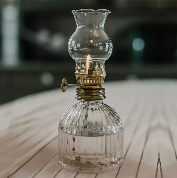 Kerosene Lamp Sabina Clear in Brass 18cm