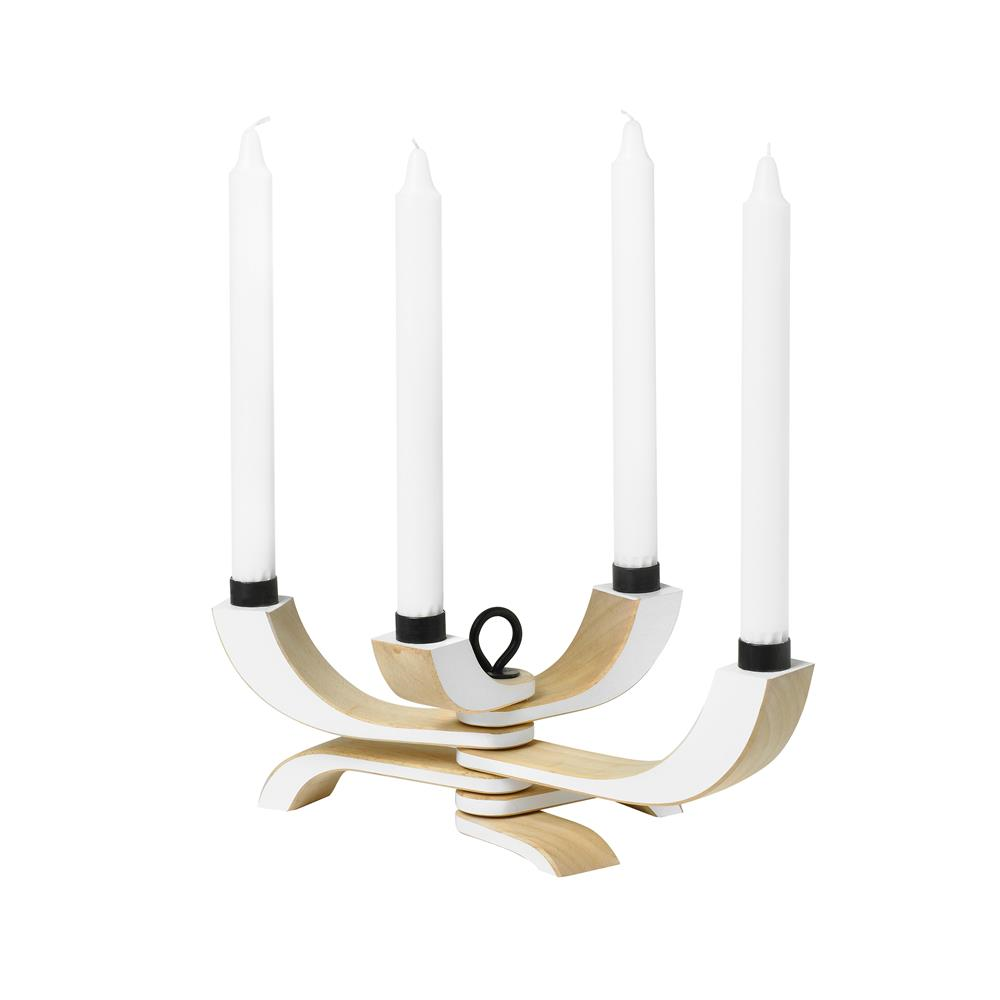 Nordic Light Candle Holder 4 Arms in White - Blabar
