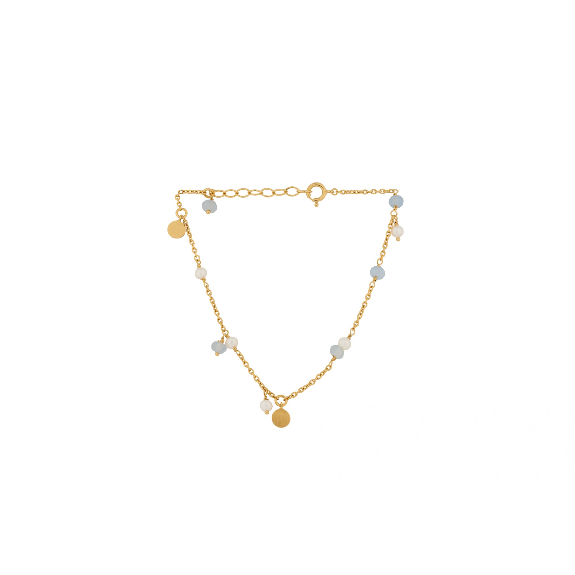 Afterglow Sea Bracelet in Gold w. Freshwater Pearls & Blue Agate Stones