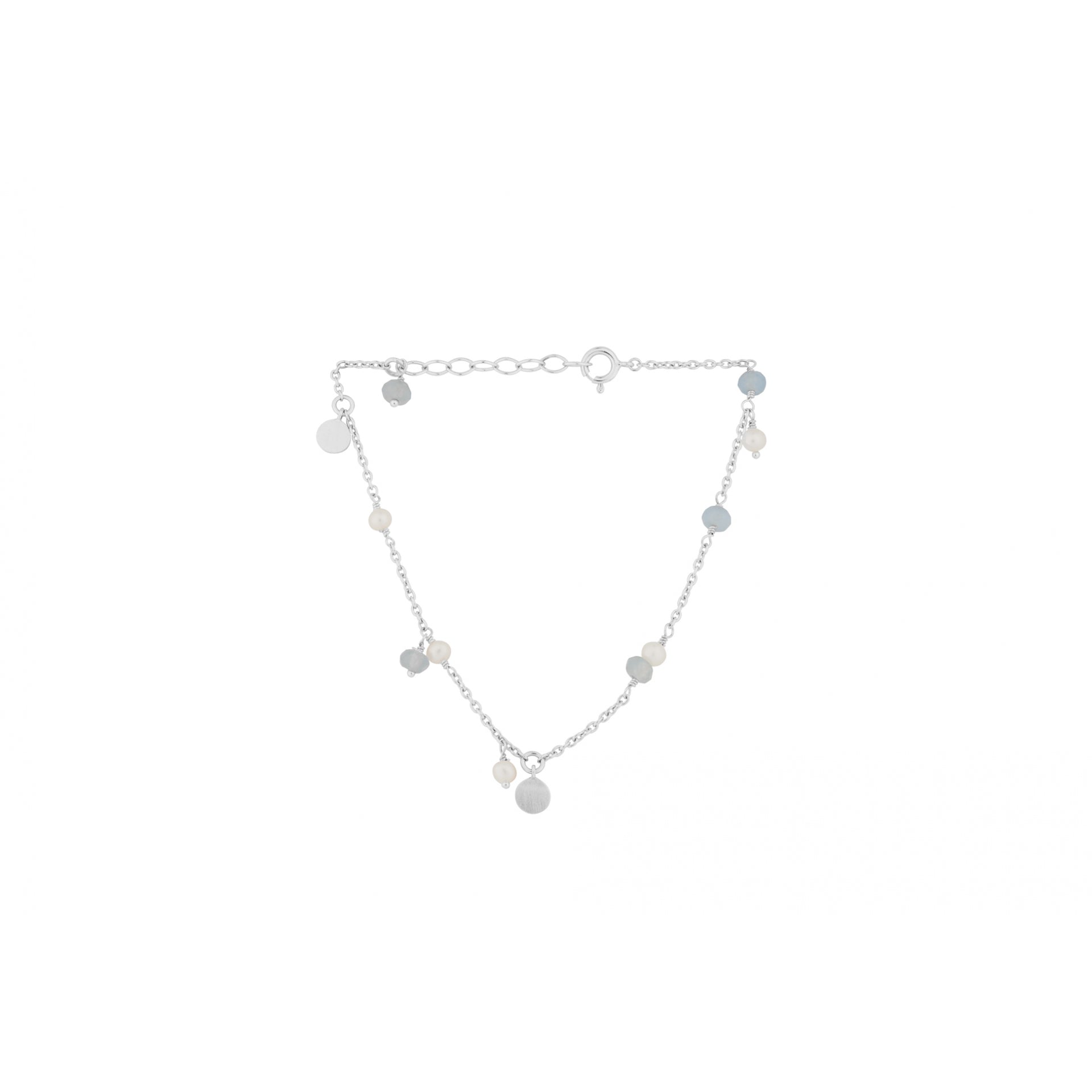 Afterglow Sea Bracelet in Silver w. Freshwater Pearls & Blue Agate Stones