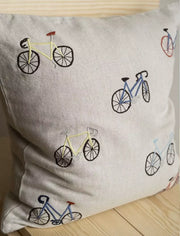 Bicycles Embroidered Cushion (w. or w/o inner cushion)