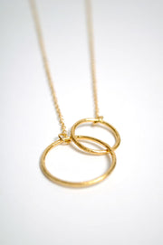 Double Plain Ring Necklace in Gold