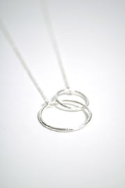 Double Plain Ring Necklace in Silver