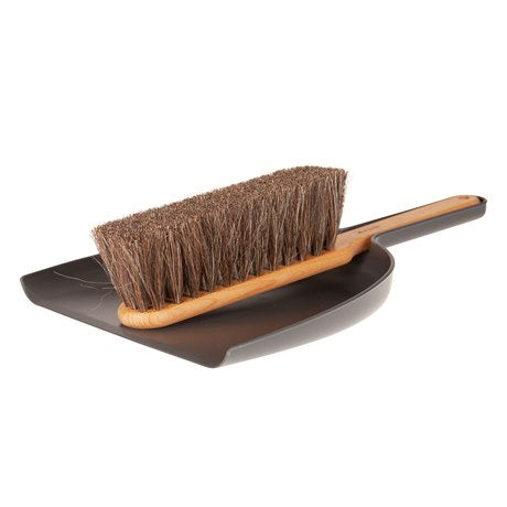 Dustpan & Brush Set in Graphite, Oil Treated Brush & Horse Hair 39cm