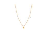 Afterglow Sea Necklace in Gold w. Freshwater Pearls & Blue Agate