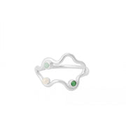 Cove Ring in Silver w. Freshwater pearl, Green chalcedony & Green amazonite stones