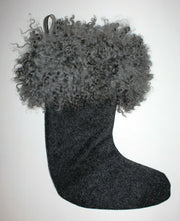 Christmas Stocking Sock, Franni in Sheepskin, Black